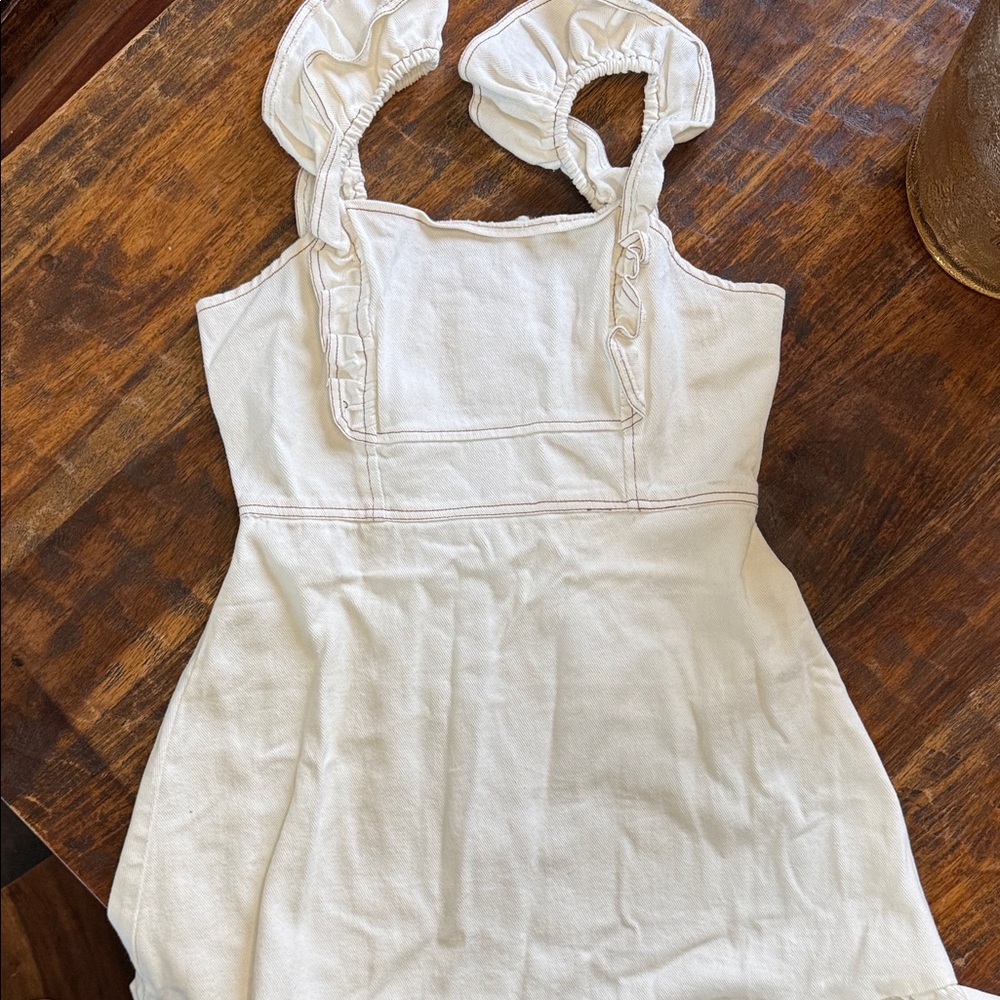 Jacqui E Cream Mini Dress